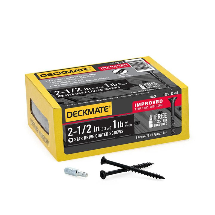 DECKMATE #9 2-1/2 in. Black Exterior Self-Starting Star Drive Flat-Head Deck Screw 1 lb.-Box (87-Piece)