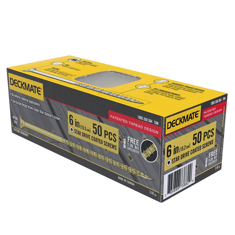 DECKMATE #10 x 6 in. Star Flat-Head Wood Deck Screws (50-Count)