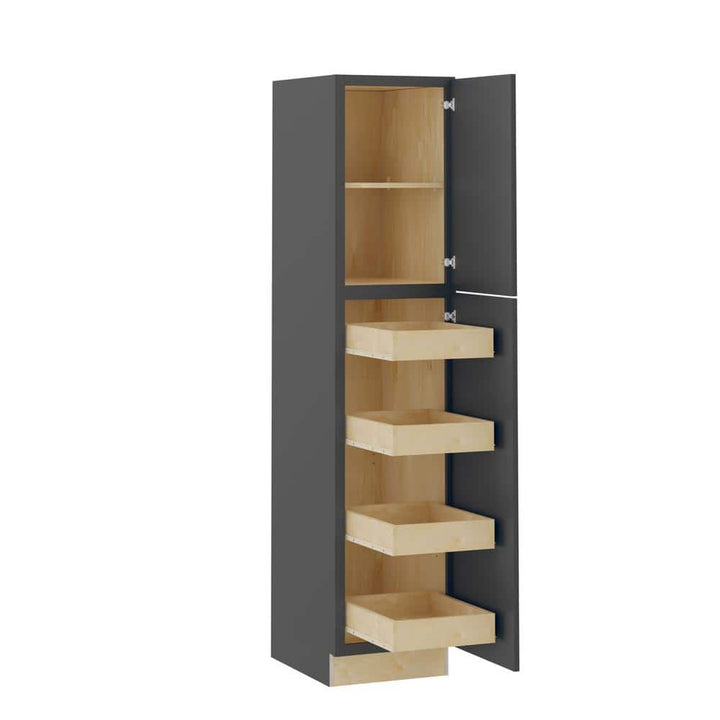 Home Decorators Collection Grayson 18 in. W x 24 in. D x 84 in. H Assembled Plywood Pantry Kitchen Cabinet in Deep Onyx