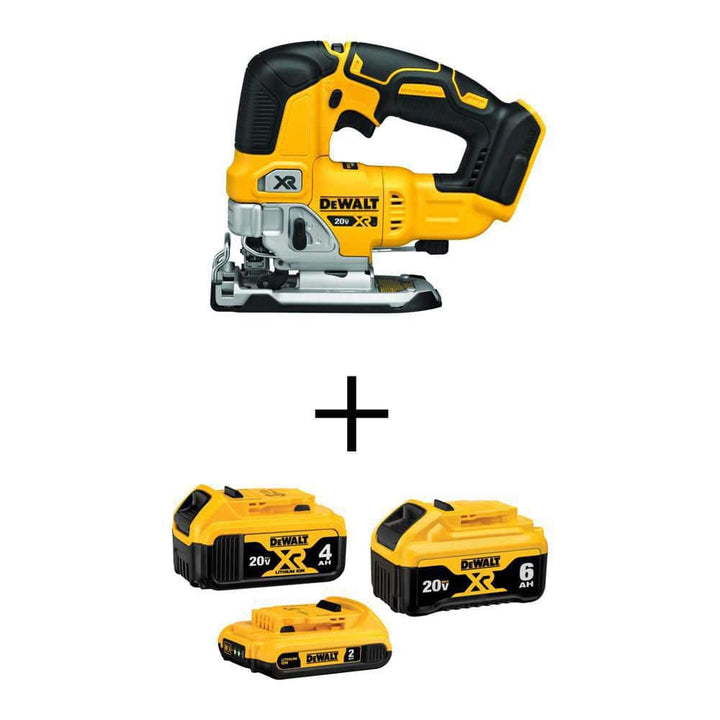 DEWALT 20V MAX XR Cordless Brushless Jigsaw with 6.0Ah, 4.0Ah, and 2.0Ah Batteries