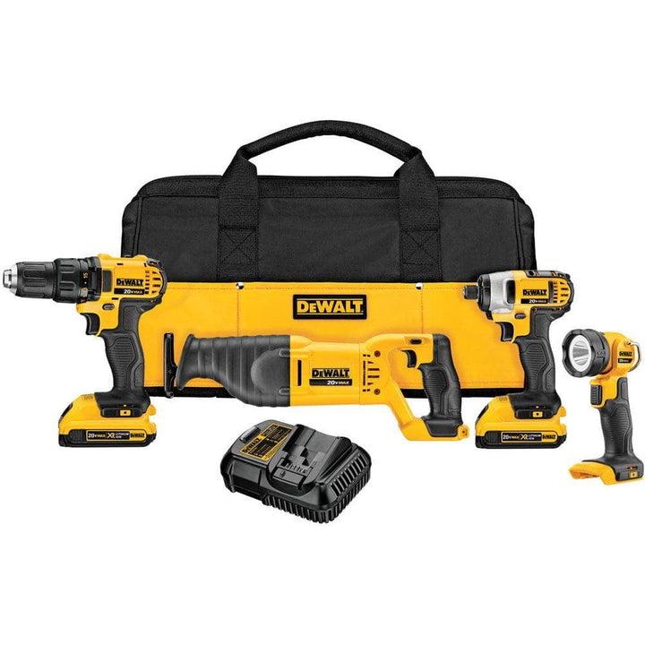 DEWALT 20-Volt MAX Lithium-Ion Cordless 4-Tool Combo Kit with (2) 2.0Ah Batteries, Charger and Tool Bag (DCK420D2)