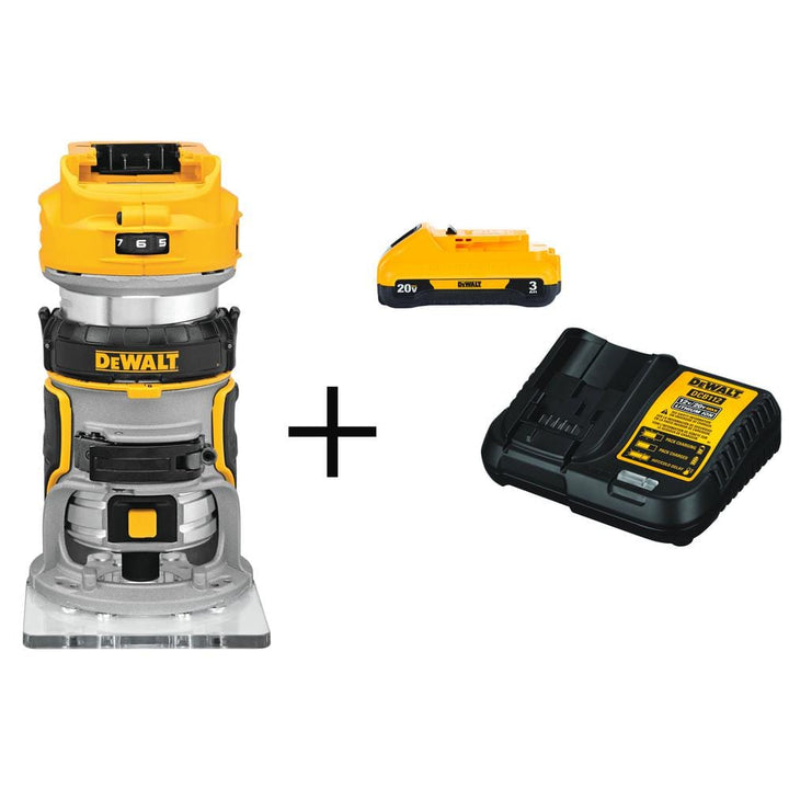 DEWALT 20V MAX Lithium-Ion Cordless Brushless Compact Router Kit with 3.0Ah Battery and Charger