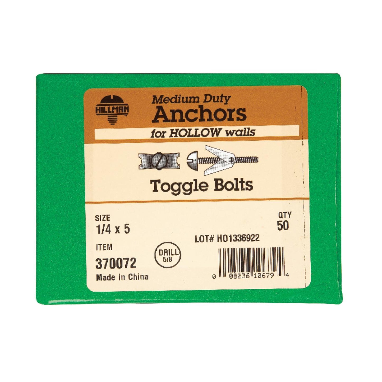 Hillman Fas-N-Tite 1/4 in. x 5 in. Round Head Steel Toggle Bolts, 50-Pack