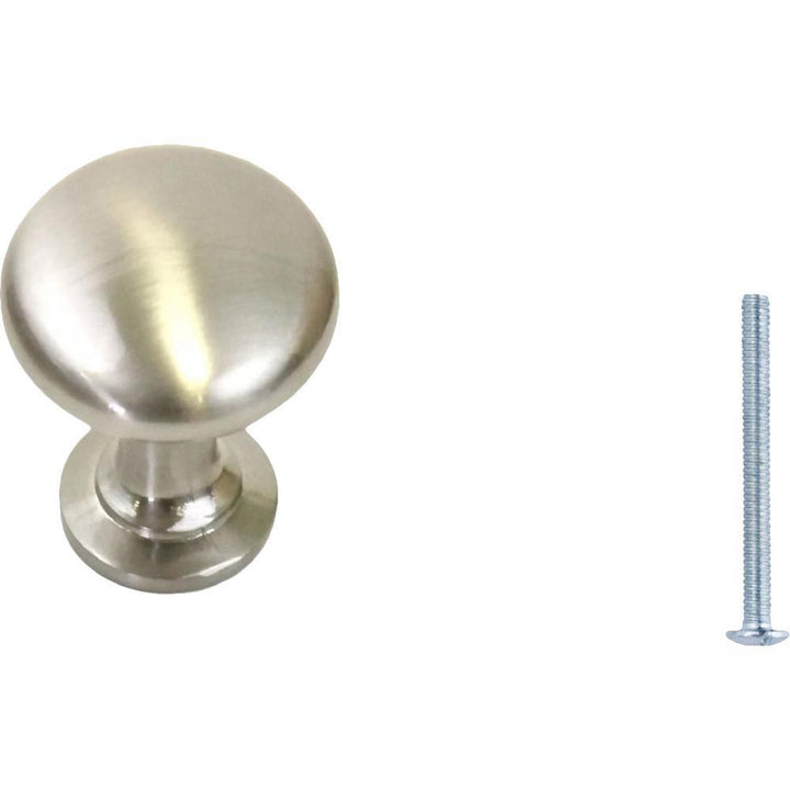 Classic 1-1/4 in. (32 mm) Dia Brushed Nickel Solid Round Cabinet Knob (50-Pack) - Super Arbor