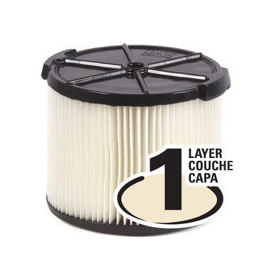 1-Layer Standard Pleated Paper Filter for 3 to 4.5 Gal. RIDGID Wet/Dry Shop Vacuums