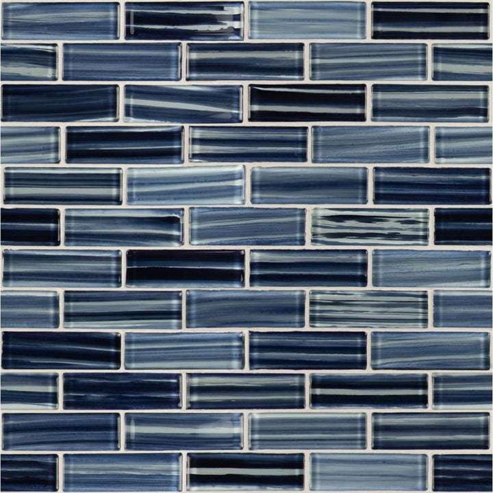 MSI Oceania Azul Subway 11.75 in. x 12 in. x 8 mm Glass Mesh-Mounted Mosaic Tile (9.8 sq. ft/case)