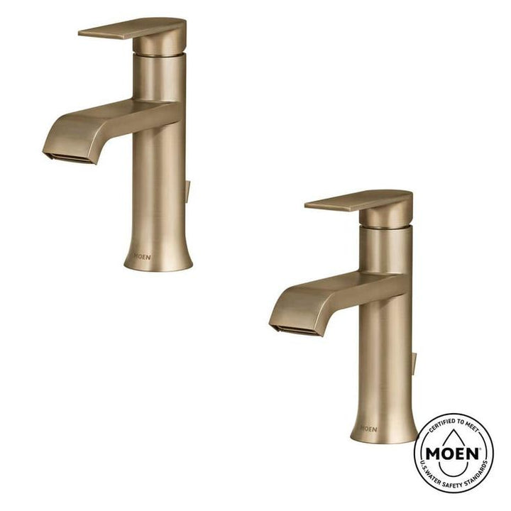 Genta Single Hole Single Handle Bathroom Faucet in Bronze Gold (2-pack)