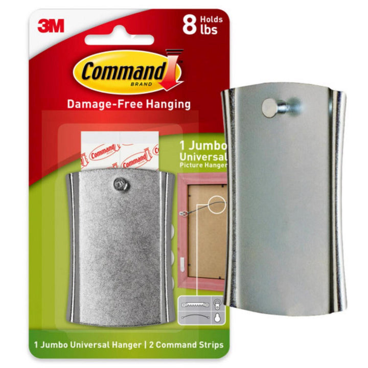 3M Command Silver Picture Hanger, Jumbo Universal, 8 lb Capacity, 1 Pack