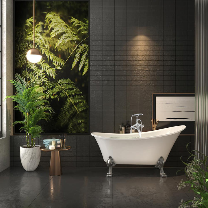 60 in. Fiberglass White Acrylic Clawfoot Tub for Bathtub with Tub Filler Combo - Modern Clawfoot Stand Alone Tub - Super Arbor