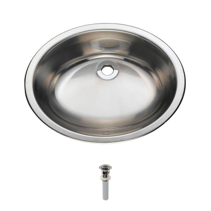MR Direct Dual-Mount Bathroom Sink in Stainless Steel with Pop-Up Drain in Brushed Nickel