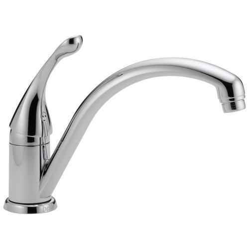 Delta Collins Chrome 1-Handle Deck-Mount Low-Arc Handle Kitchen Faucet