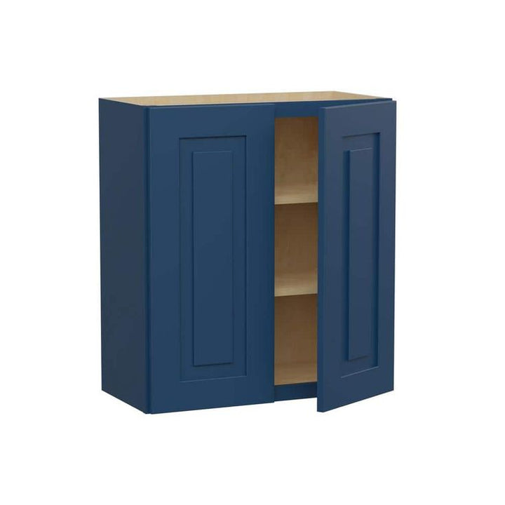 Home Decorators Collection Grayson 27 in. W x 12 in. D x 30 in. H Assembled Plywood Wall Kitchen Cabinet in Mythic Blue with Soft Close