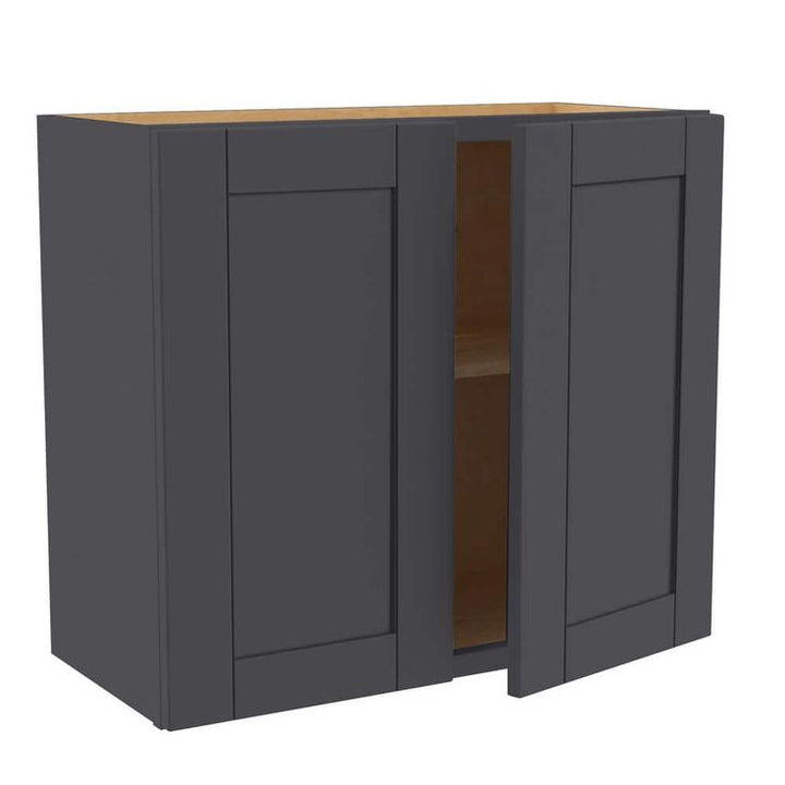 Home Decorators Collection Washington 24 in. W x 12 in. D x 24 in. H Assembled Plywood Wall Kitchen Cabinet in Valiant Onyx with Soft Close Doors