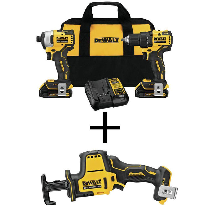 ATOMIC 20-Volt MAX Cordless Brushless Compact Drill/Impact Combo Kit (2-Tool) with ATOMIC Compact Reciprocating Saw - Super Arbor