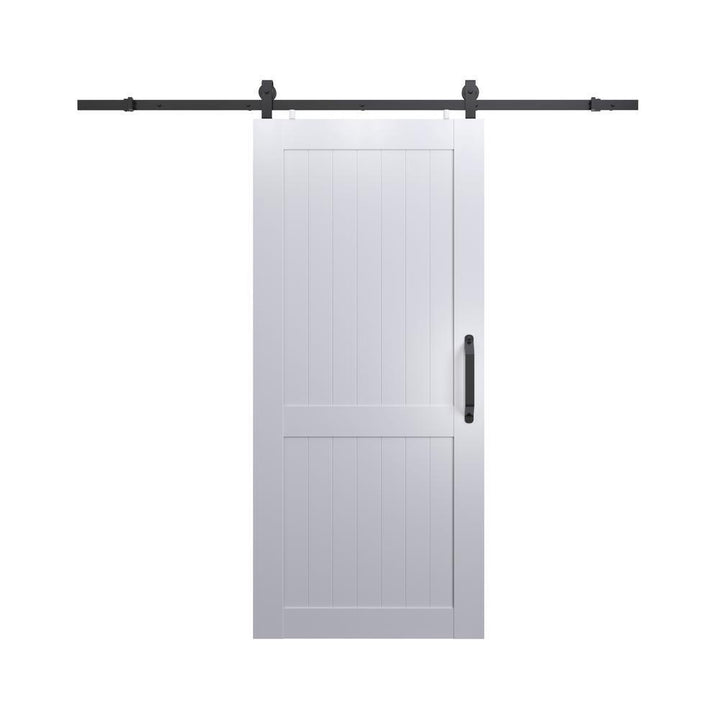 36 in. x 84 in. Millbrooke White H Style Ready to Assemble PVC Vinyl Sliding Barn Door with Hardware Kit - Super Arbor