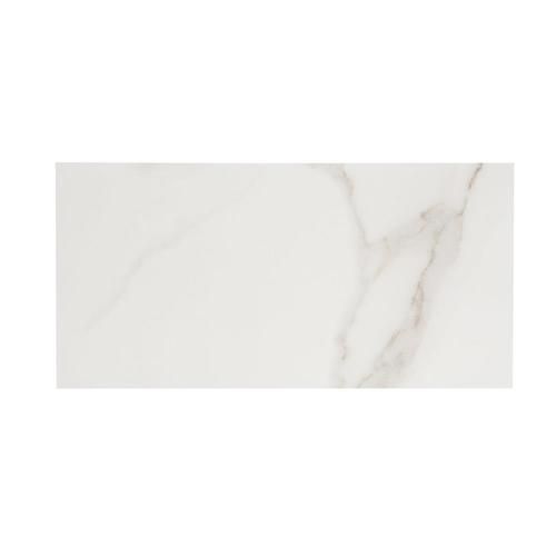 Style Selections Calacatta Polished White 6-in x 12-in Polished Porcelain Marble Subway Floor Tile
