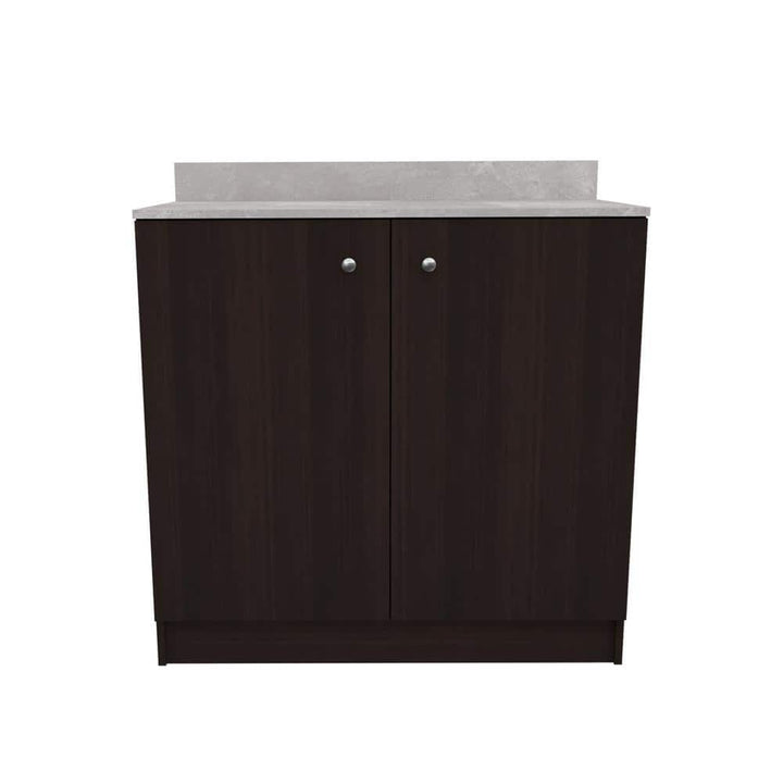 inval america LLC 36.02 in. W x 19.69 in. D x 34.06 in. H Espresso/Stone Finish Ready to Assemble Wood Breakroom Base Kitchen Cabinet