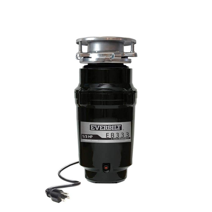 Everbilt 1/3 HP Continuous Feed Garbage Disposal with Stainless Steel Sink Flange and Attached Power Cord, EB333