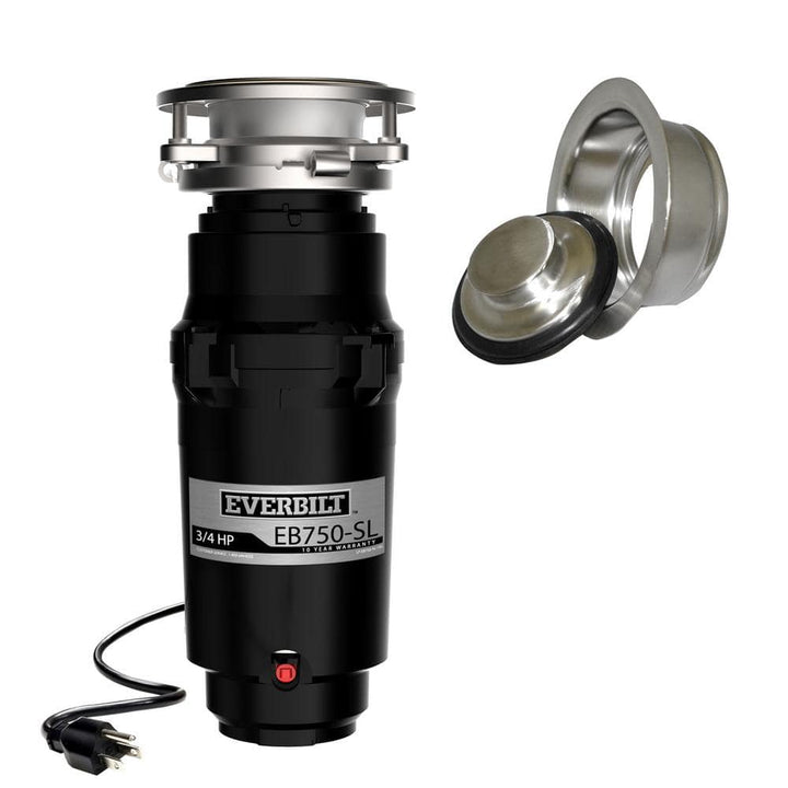 Everbilt Designer Series 3/4 HP Continuous Feed Garbage Disposal with Brushed Nickel Sink Flange and Attached Power Cord