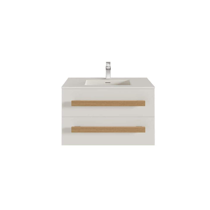 Eviva Element 32"W x 20"D White Wall-Mount Bathroom Vanity with White Solid Surface Countertop and Integrated Sink