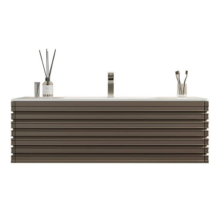 Eviva Dream 42 in. W x 18.2 in. D x 19 in. H Bath Vanity in Cement Gray With White Solid Surface Top with White Sink
