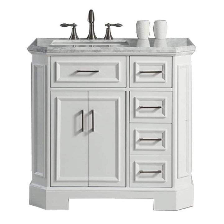 Eviva Glory 42 in. W x 22 in. D x 33 in. H Bathroom Vanity in White with White Cararra Marble Top with White Sink