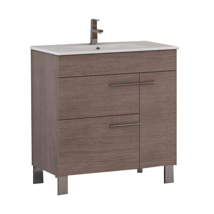 Eviva Cup 31.50 in. W x 18 in. D x 34 in. H Bath Vanity in Medium Oak with White Ceramic Top with White Sink