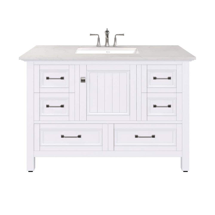 Eviva Britney 42 in. W x 22 in. D White Bathroom Vanity with Carrara Quartz Top and Undermount Sink