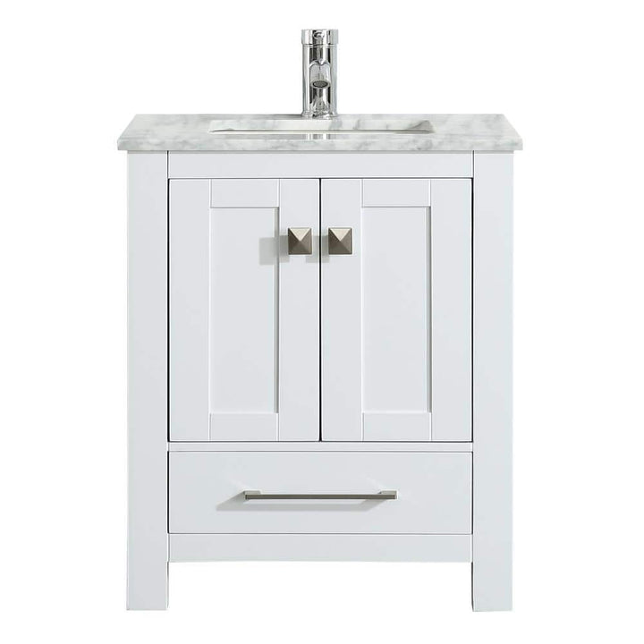 Eviva London 24 in. W x 18 in. D x 34 in. H Bathroom Vanity in White with White Carrara Marble Top with White Sink