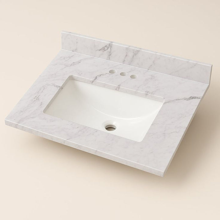 Home Decorators Collection 25 in. W x 22 in. D Engineered Stone Vanity Top in Lunar with White Sink
