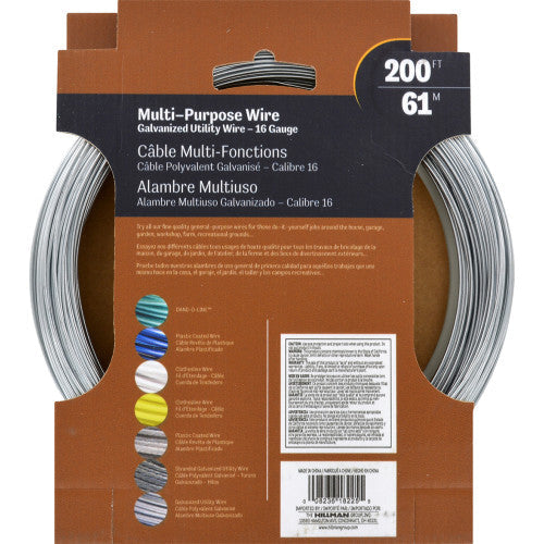 Hillman 16 Gauge Galvanized Steel Utility Wire, 200 ft (0.061–0.065 in Diameter)