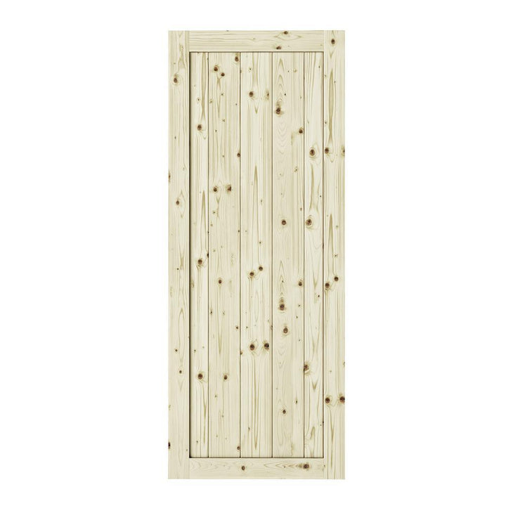 26 in. x 84 in. Rustic1-Panel Unfinished Knotty Pine Interior Barn Door Slab - Super Arbor