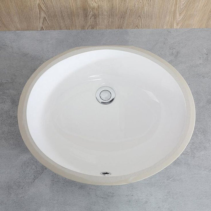 Boyel Living 17 in. x 14 in. Oval Undercounter Bathroom Ceramic Vanity Sink 1601W in White