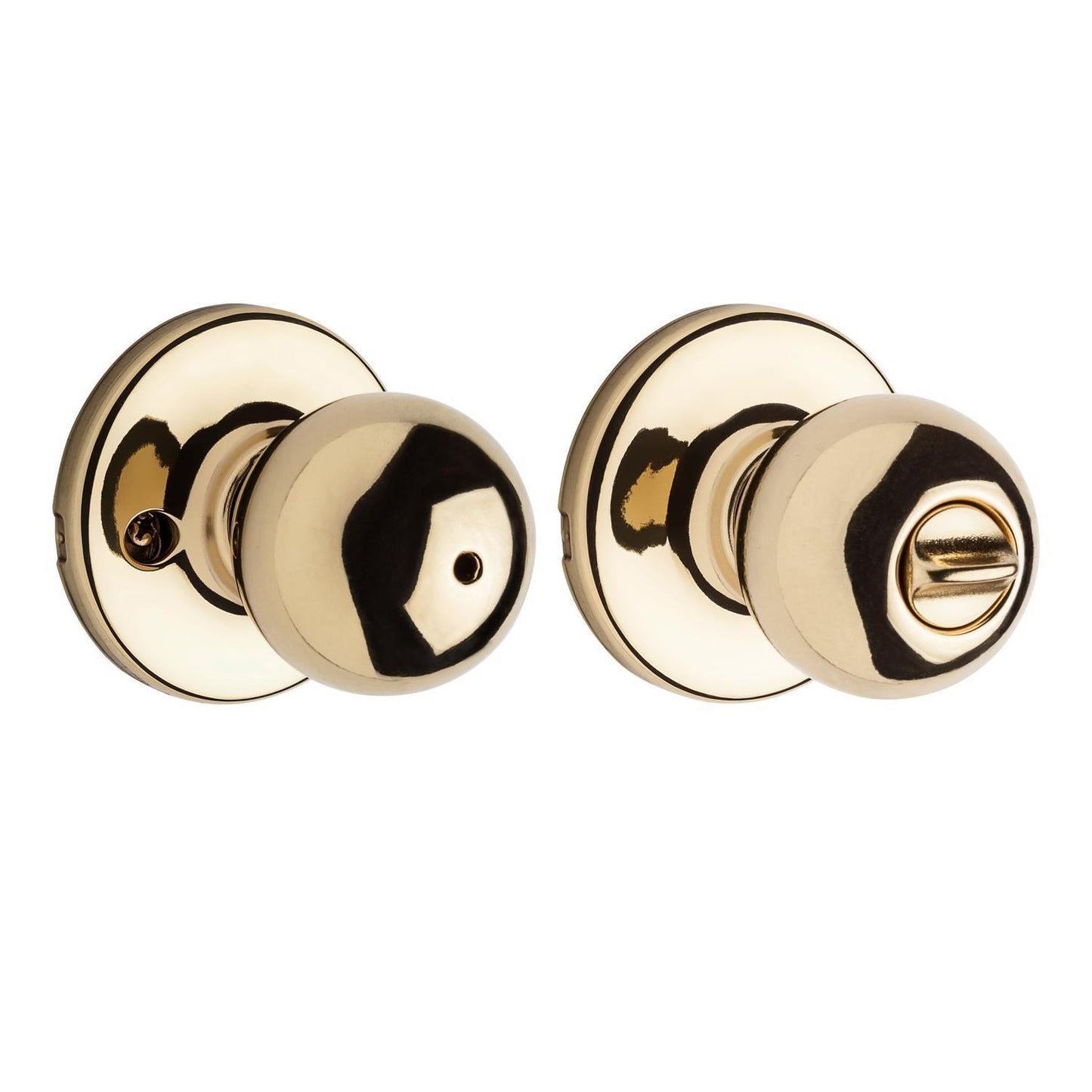 Kwikset Polo Polished Brass Privacy Knob, Right or Left Handed