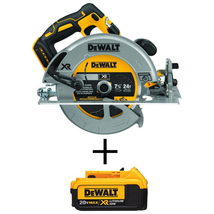 20-Volt MAX Lithium-Ion Cordless Brushless 7-1/4 in. Circular Saw with Brake with Bonus Premium Battery Pack 4.0 Ah - Super Arbor