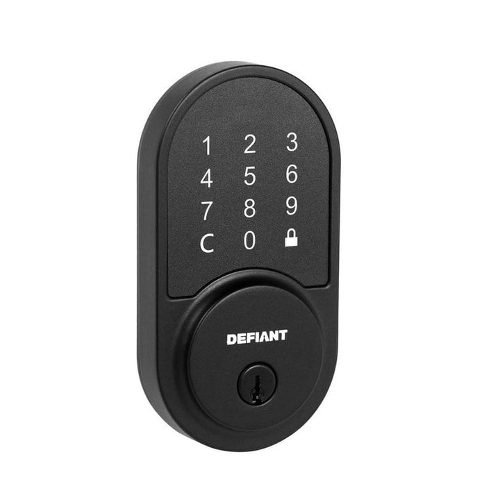 Defiant Round Matte Black Smart Wi-Fi Deadbolt Powered by Hubspace
