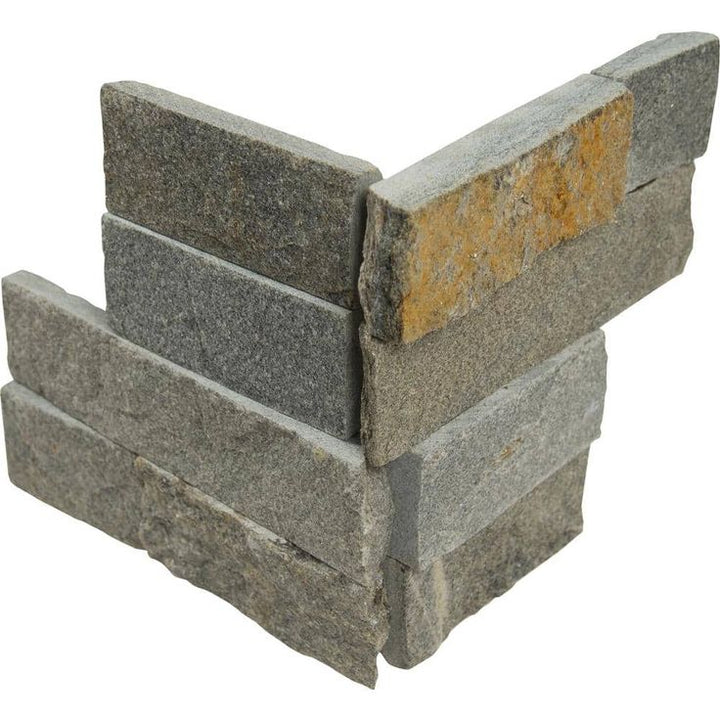 Salvador Grey Ledger Corner 6 in. x 6 in. Natural Quartzite Wall Tile (9 sq. ft. / Case)