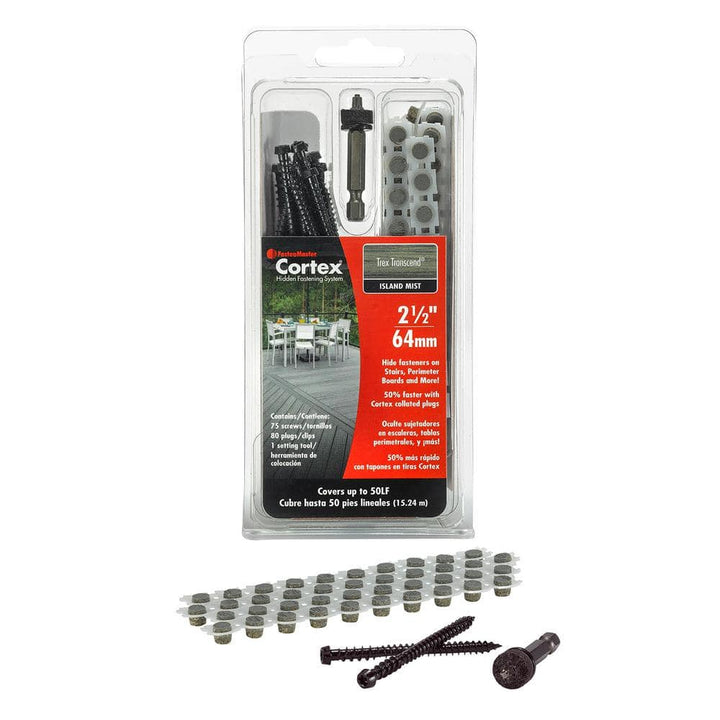 FastenMaster Collated Cortex Hidden Fastening System for Trex Transcend Decking - 2-1/2 in. screws and plugs in Island Mist (50 LF)