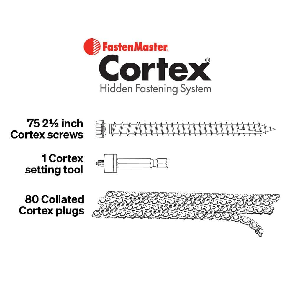 FastenMaster Collated Cortex Hidden Fastening System for Veranda Decking - 2-1/2 in. Cortex screws and plugs in Stone Gray (50 LF)