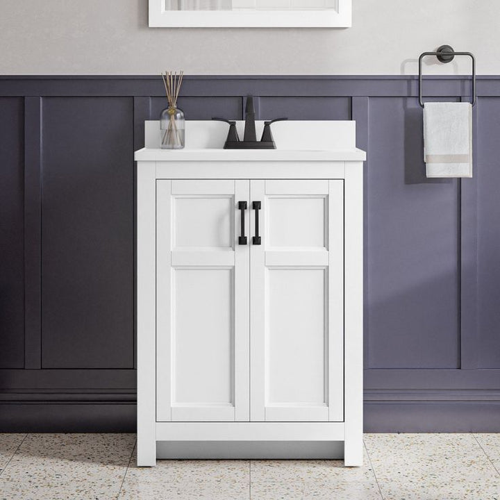 Style Selections Lowry 25-in White Single Sink Bathroom Vanity with White Acrylic Top
