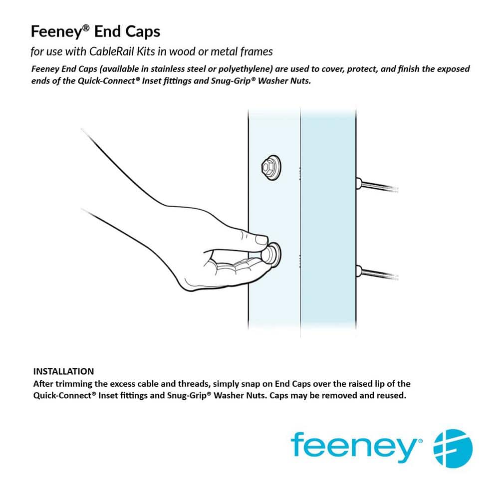Feeney 7/16 in. Plastic Brown Dome End Cap for Cable Railing System (10-Pack)