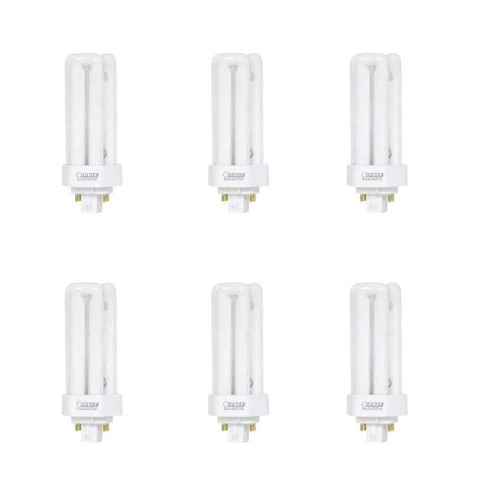 Feit Electric 18W PL CFLNI Triple Tube 4-Pin GX24Q-2 Base Compact Fluorescent Light Bulb, Soft White 2700K (6-Pack)
