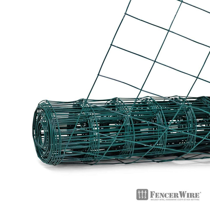 Fencer Wire 6 ft. x 50 ft. 16-Gauge Green Vinyl Coated Welded Wire Fence with 3 in. x 2 in. Mesh, Black Garden Welded Mesh