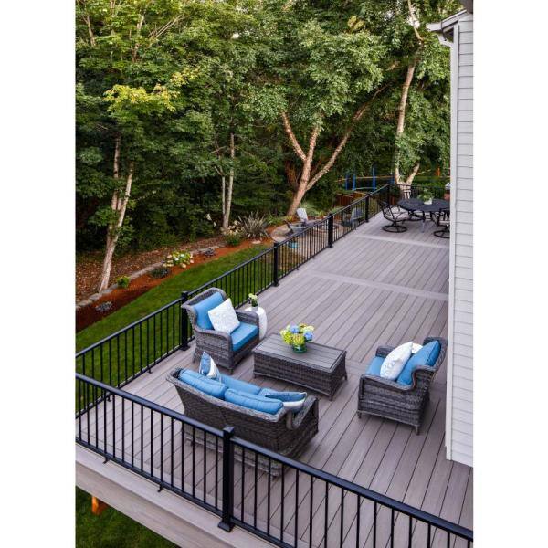 Fiberon CitySide 72 in. x 36 in. Matte Aluminum Railing Kit Line - Black (Includes 1 Crush Block, 15 Balusters
