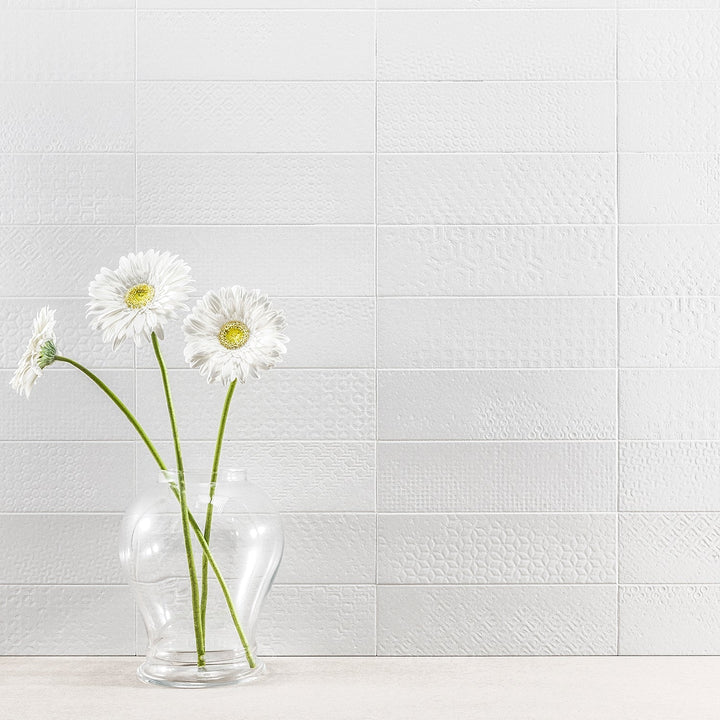Tessuto White Matte Porcelain Subway Tile 4x12 - Made in Italy