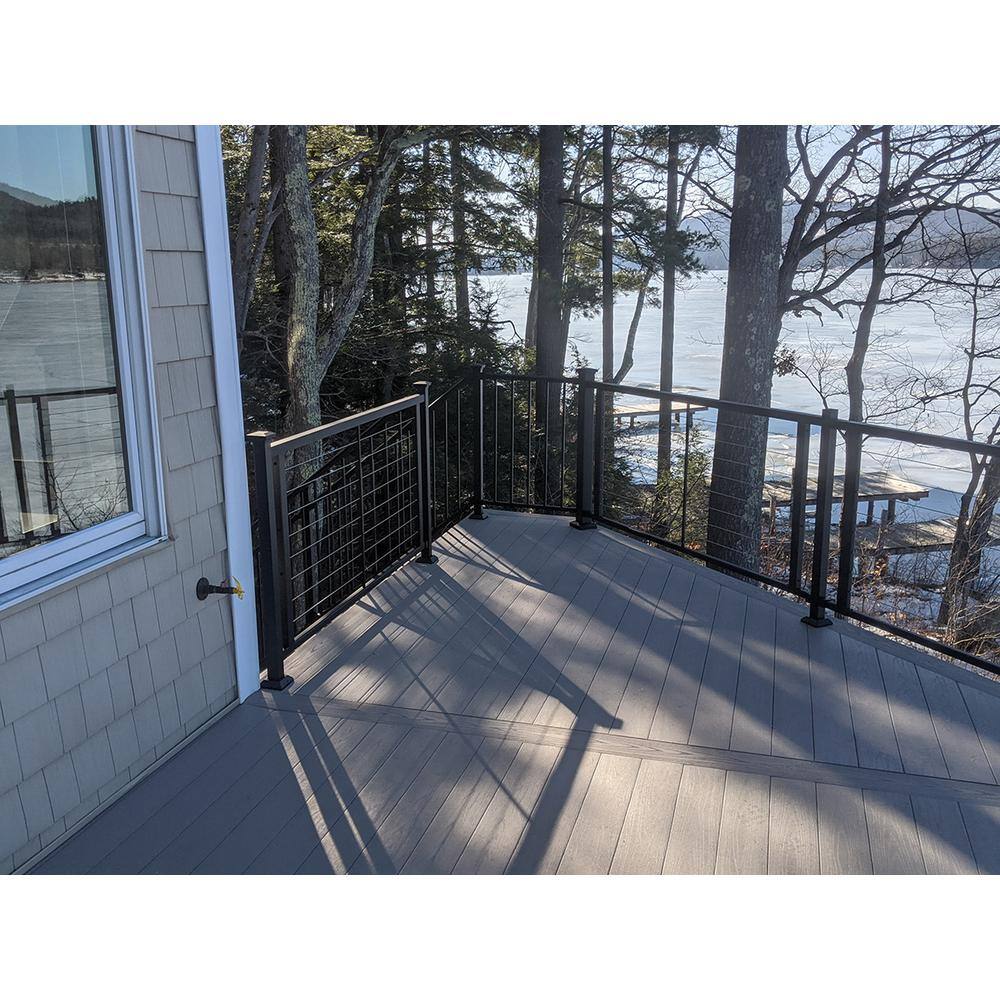 FORTRESS Fe26 Horizontal Cable Rail 34 in. x 8 ft. Black Sand Steel Railing Stair Panel