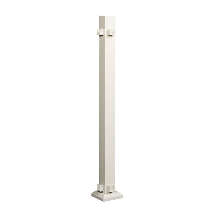 FORTRESS Al13 Home Rail 6.1 in. H x 6.1 in. W Matte White Aluminum Corner Post with Base Cover and Brackets Stair Railing Kit