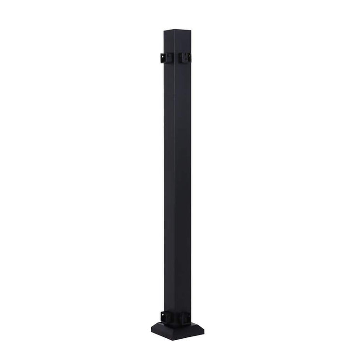 FORTRESS Al13 Home Rail 6.1 in. H x 6.1 in. W Black Sand Aluminum Corner Railing Post with Base Cover Stair Railing Kit