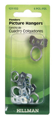 Hillman AnchorWire Steel-Plated Silver Picture Pender, 6-Pack