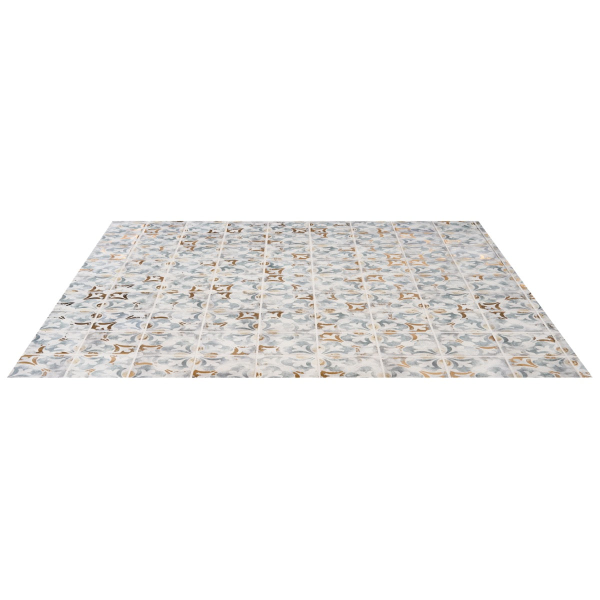 Talia Bossa Blue Gray Ceramic Tile with Gold Accents, 5x5 Matte Finish